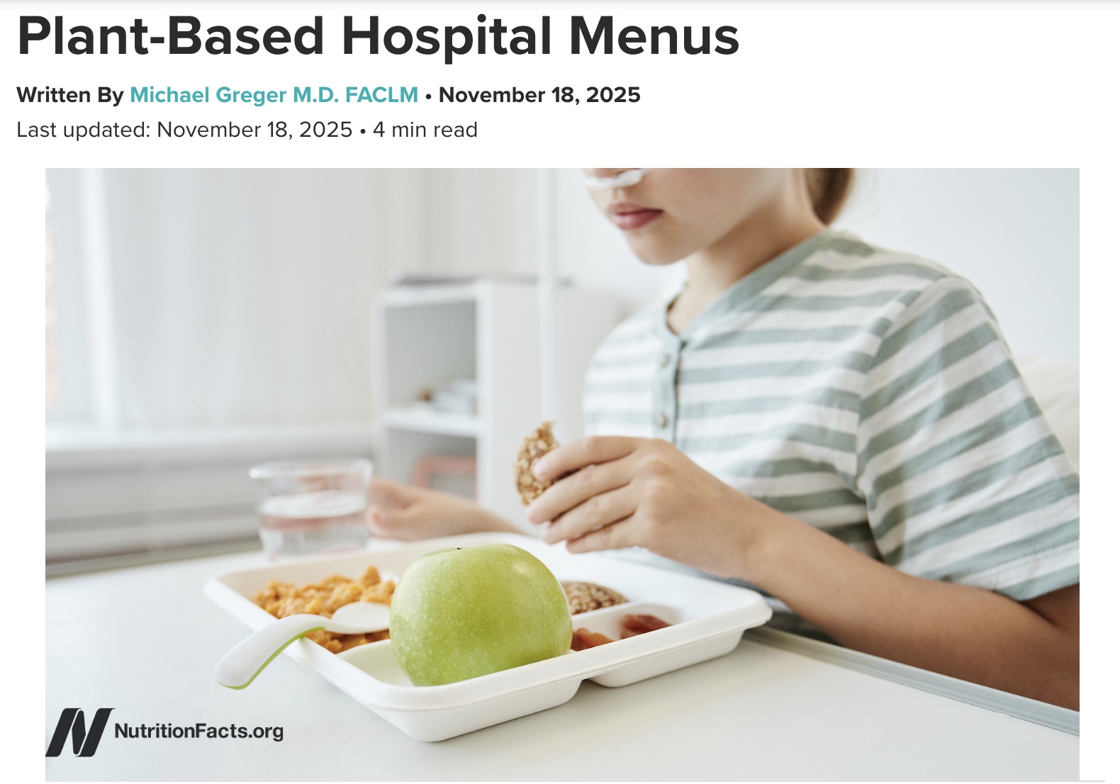 Plant Based Diet on Hospitals